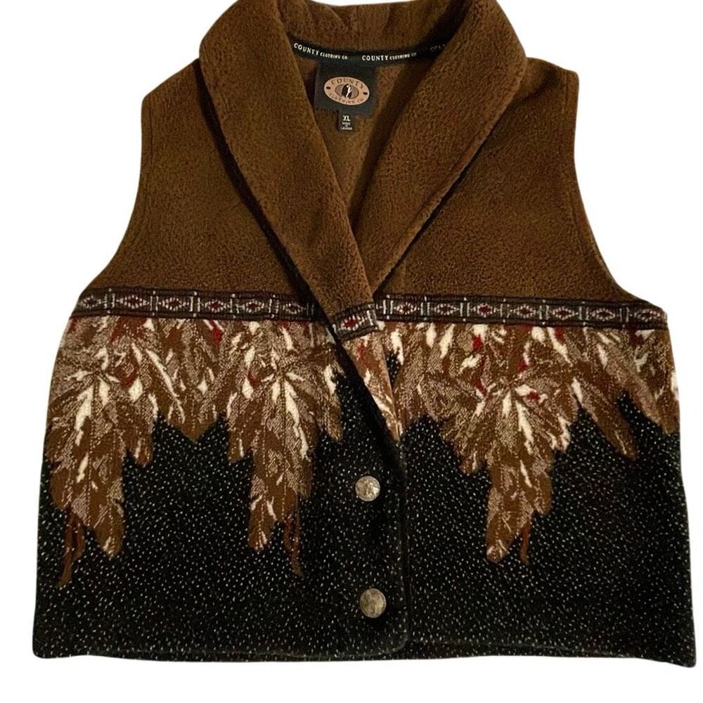 Vintage County Clothing Co Western/Cowgirl Fleece 2 Button Vest size XL